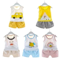 

Wholesale factory direct selling children's summer clothes two-piece cotton short sleeve vest boys and girls clothes