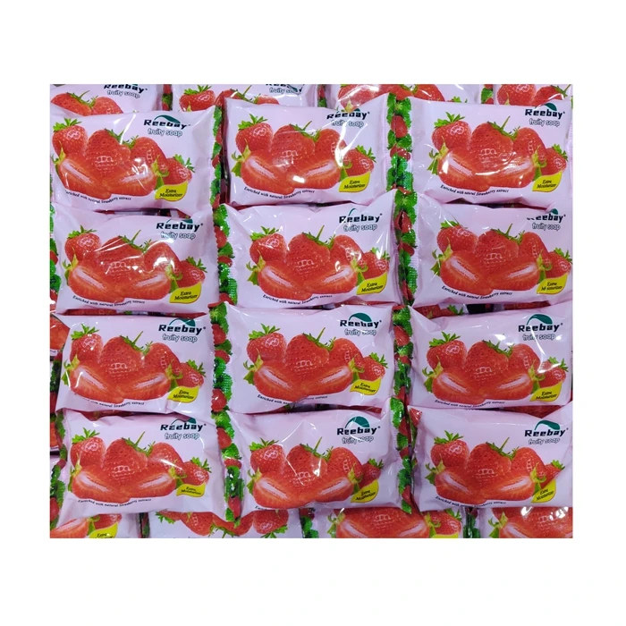 

Factory wholesale high quality Reebay Bath Soap strawberry fruit Toilet Soap, White