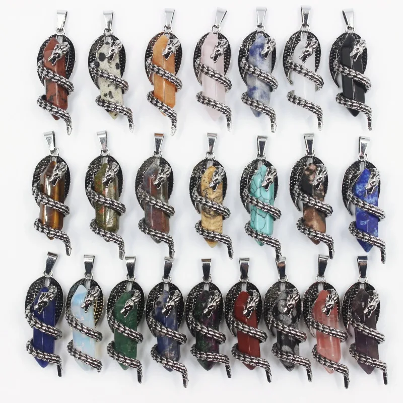 

Factory Direct Sale Cheap Price Natural Charm Necklace Fashion Natural Stone Agate Quartz Hexagonal Dragon Cone Chain Necklace