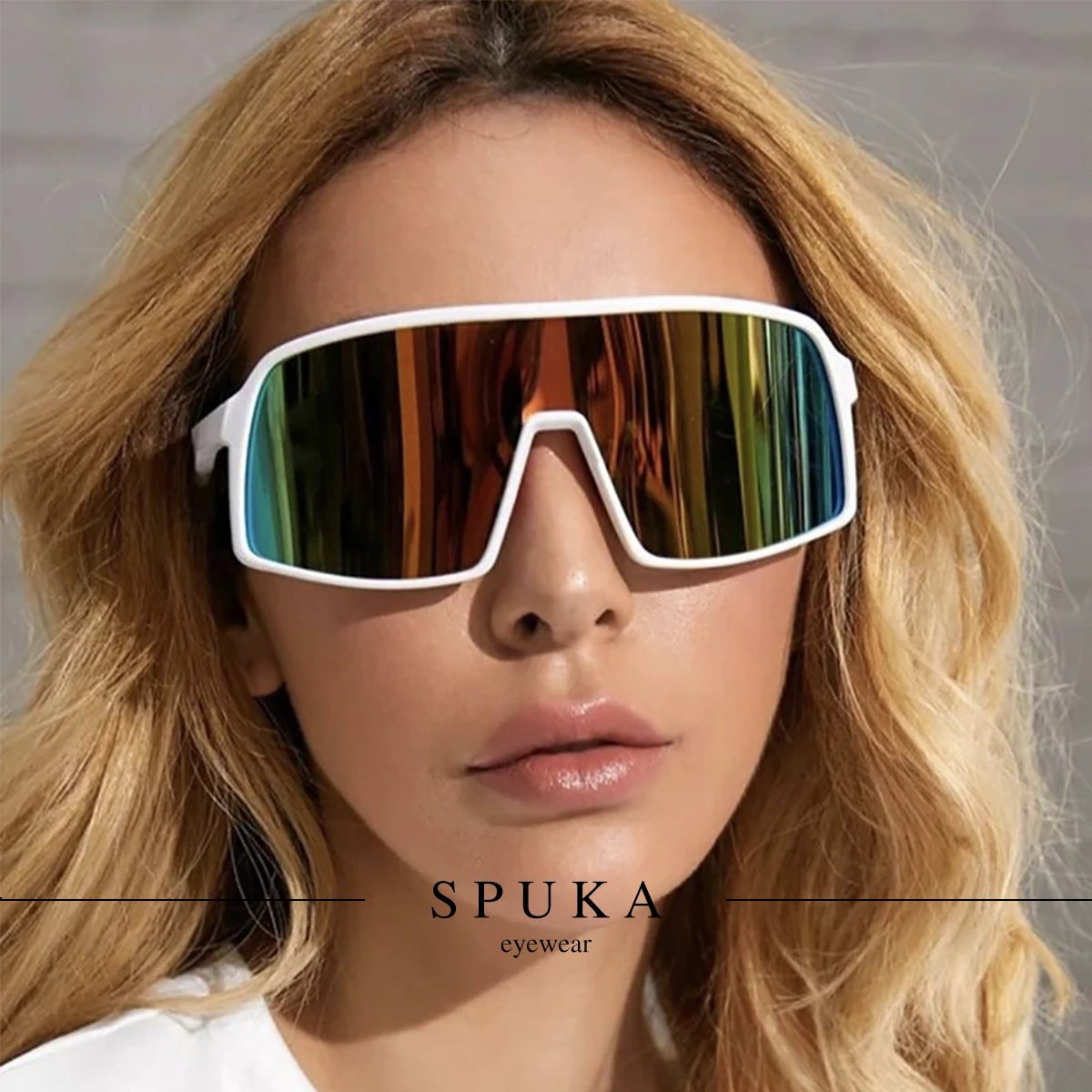 

SPUKA 1998 Sports Eyewear with UV Mirrored Lens for Men Women Outdoor Sports Sunglasses, Photo shows/custom