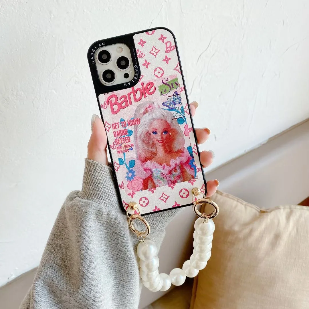 

Barbie designer phone case with Pearl bracelet for 12pro max phone cover