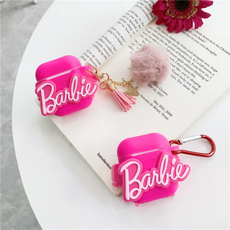 

bowknot pink for airpods case silicone keychain puff ball fox fur pom for air pod case cover 2020 new