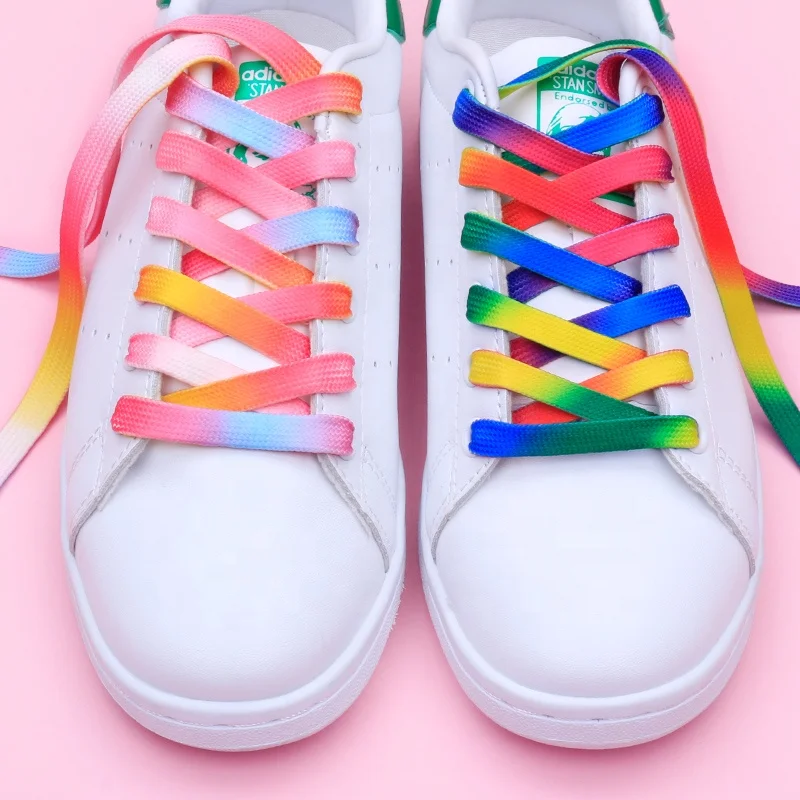 

Flat Custom Cartoon Print Rainbow Polyester Bulk Sale Multi Colored Shoelace Manufacturer, Customized color