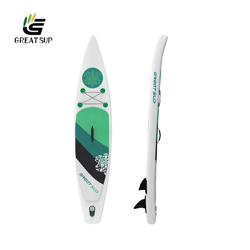 

GREAT SUP G380-RG hot sale drop stitch portable inflatable customized Racing windsurf paddle board, Orange