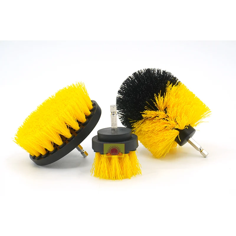 

3 pieces set drill scrubber cleaning brush for cleaning kitchen or bathroom, Black/white/blue/green/red/yellow or customized