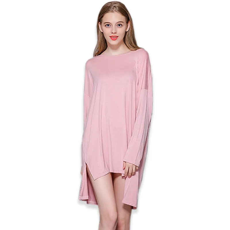 

Casual Women's Nightgowns Rayon Spandex Summer Sleepwear Dresses Plus Size Long Sleeve Loose Nightdress Home Clothes, Listing color or custom