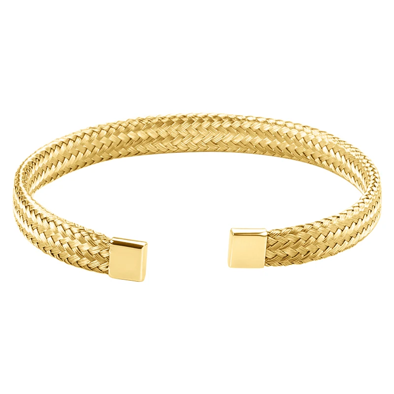 

Stainless Steel Twist Weaving Gold Bangle Open Cuff Fine Jewelry Men Women Party Gift