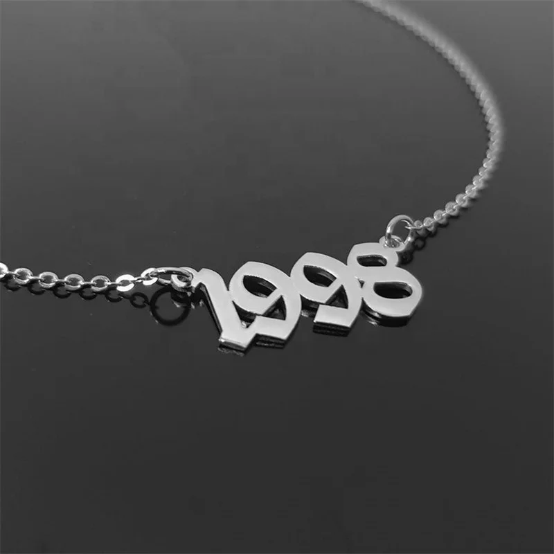 2020 new fashion birthday gift gold plated custom Number Stainless Steel year women necklace jewelry