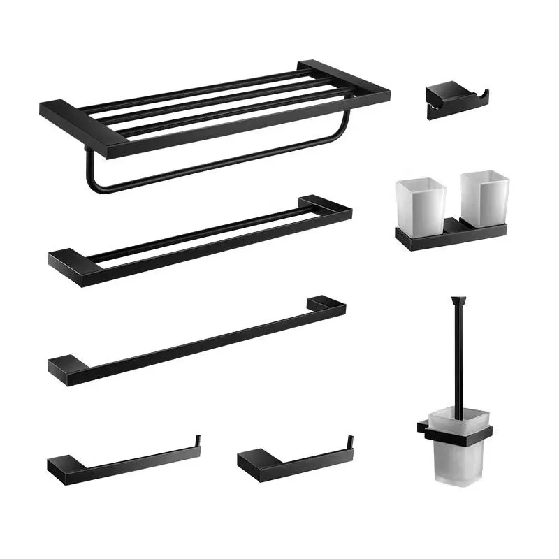 

Complete 304 Stainless Steel Bath Hardware Sets Black Bathroom Accessories Set, Customized color