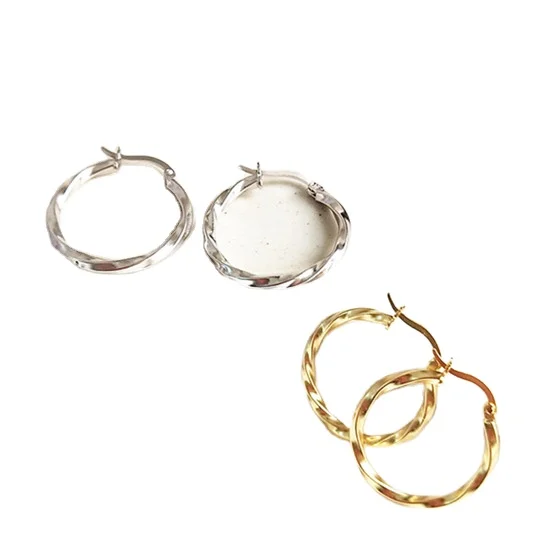 

Delicate 925 Sterling Silver Twisted Hoop Earrings, Gold/ silver