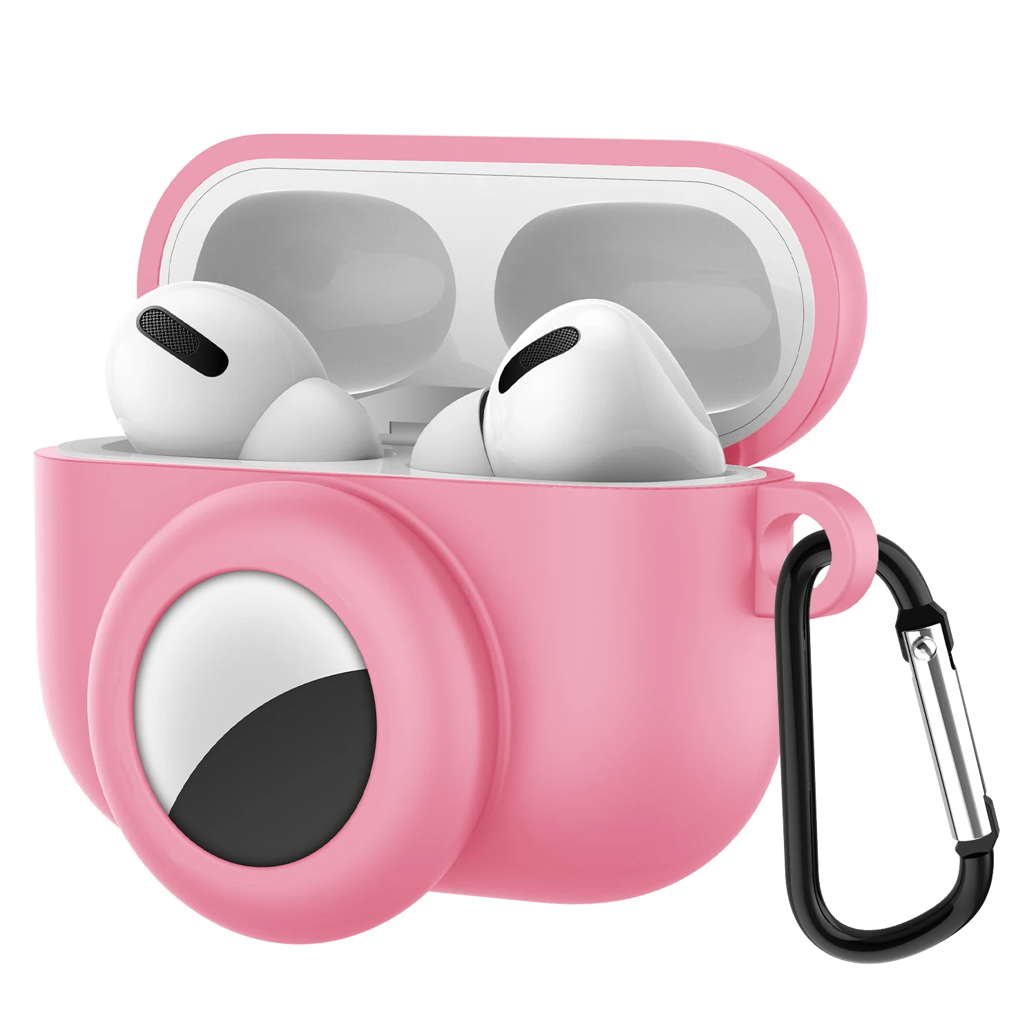 

New Design Silicone Case for Airpod Pro Rubber Case for AirTags 2 in 1 Combo Case for Airpod Pro and Air Tag with Key Carabiner