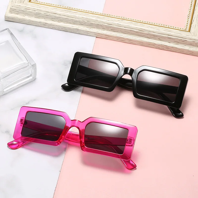 

2021 Fashion classic rectangular frame design plastic sunglasses retro personality square glasses for women men, 9 colors in stock