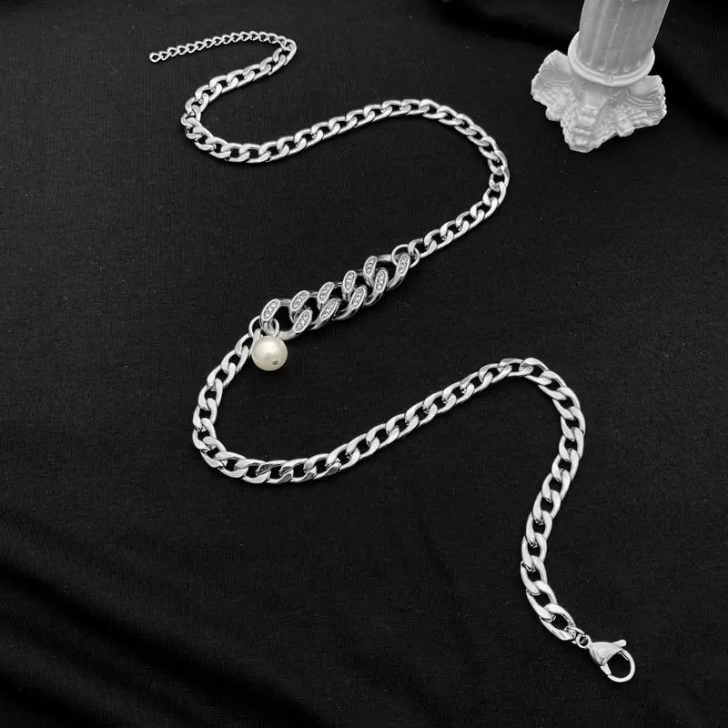 

Eico fashion vintage natural freshwater pearl cuban pendant necklace matching necklaces for couples, Gold