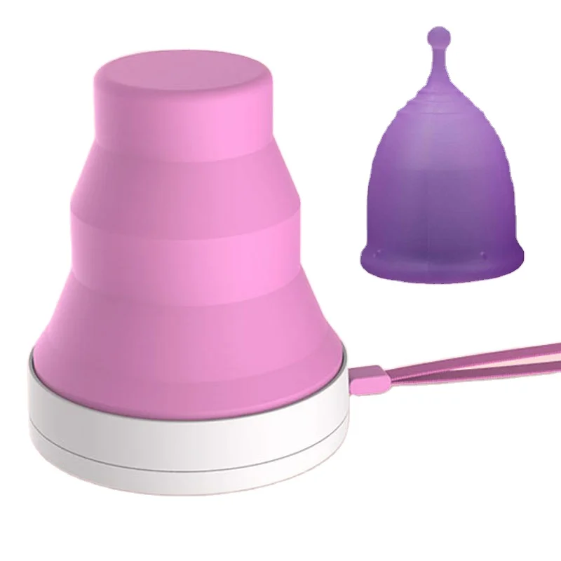 

2021 New products portable Foldable UV sterilizer price purple sanitizer silicone clean menstrual cup, Blue, pink, purple