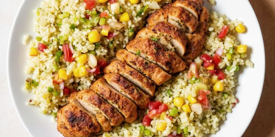 Chicken breasts seasoned with za’atar being cooked in a skillet