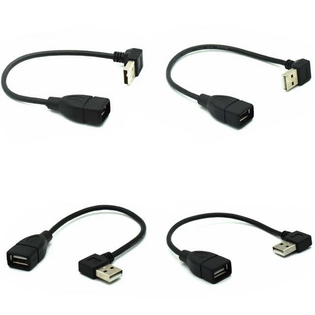 

L Shape 90 Degree right left angle USB 2.0 Male to Female Extension Adapter cable
