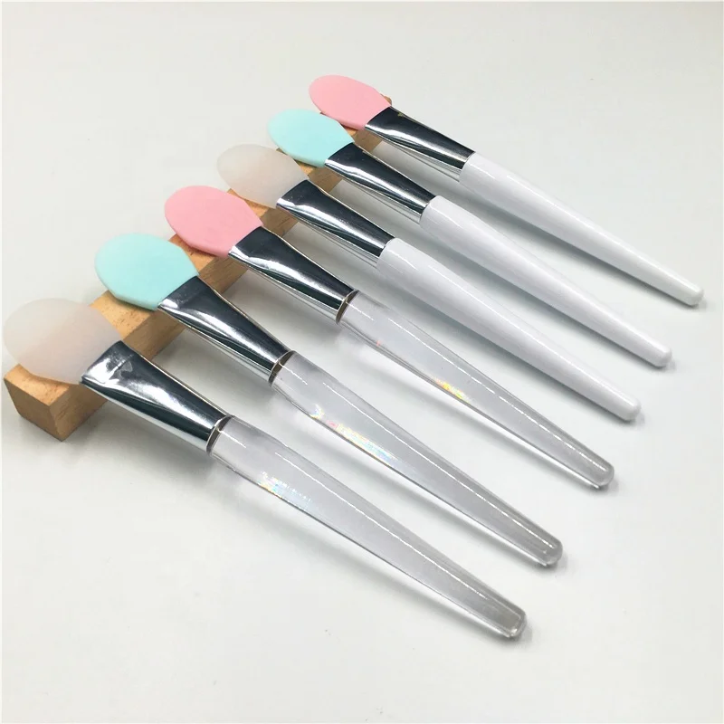 

New Vegan Facial Beauty Tools Custom Logo Application Cosmetic Makeup Brush Face Silicone Mask Makeup Brushes, Pink/light blue/clear