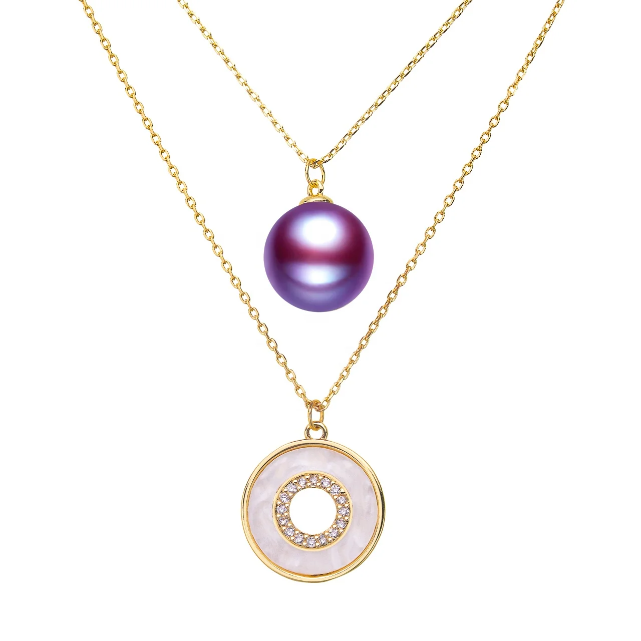 

Cheapest 14K Gold Plating Chain Pearl Pendant Freshwater Pearls 3A Quality Zhuji Allage Suitable, Purple