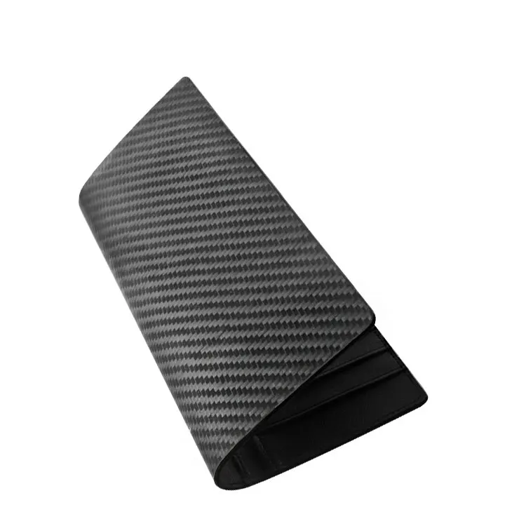 

ES Factory Price Wholesale Business Mens Trending Carbon Fiber Long Wallet, Black