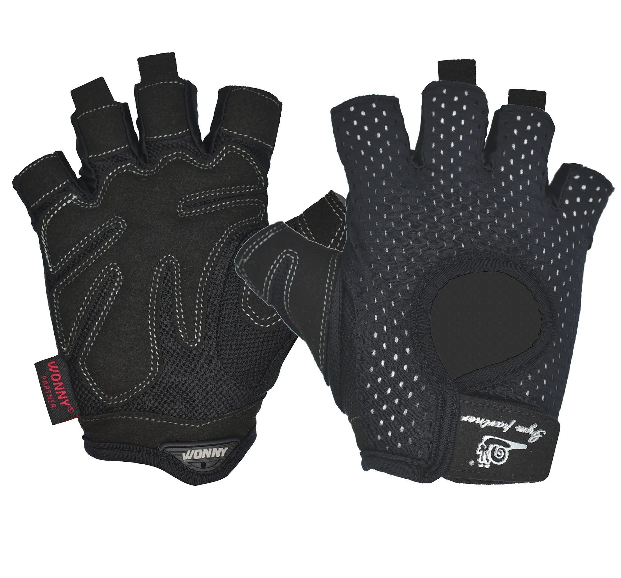 

Low price comfortable breathable slip resistant custom logo weight lifting workout gym gloves, Black, grey