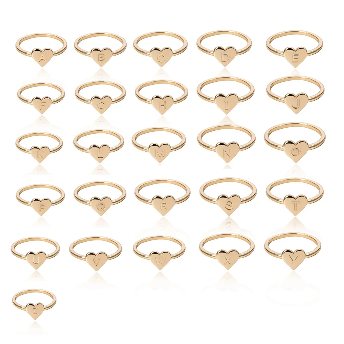 

Wholesale Initial Name Letter Rings Fashion Jewelry 26 Letter Simple Alloy Ring