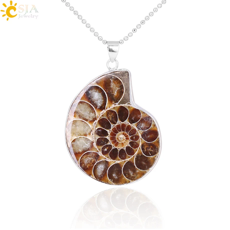 

CSJA 2020 newest design men women jewelry natural snail conch fossils animal necklace seashell pendant chain E252