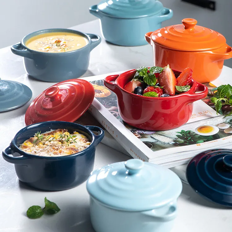 Simple design nordic style multi-color cutlery durable ceramic soup pot with lid and handle.jpg