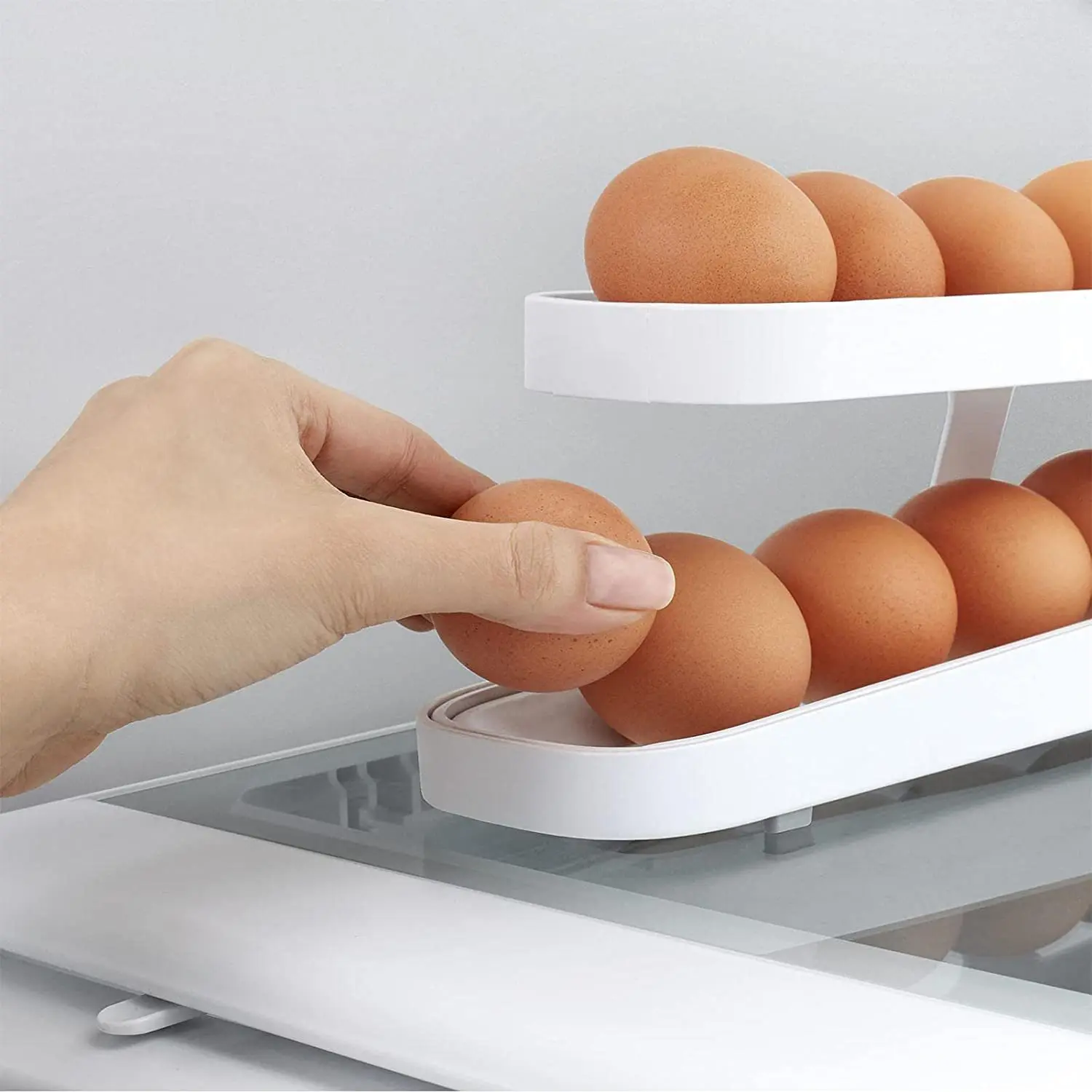 Image of egg dispenser Large Capacity Chicken use Container Automatic Rolling Egg Holder Refrigerator