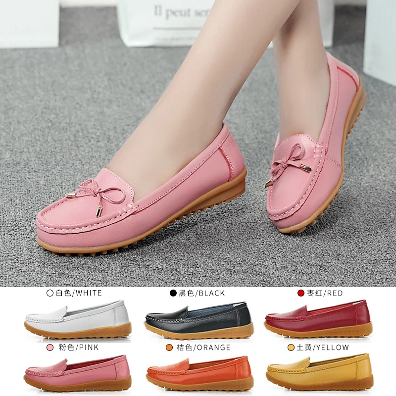 

OEM Summer female leather flats women shoe wholesale loafers ladies casual flat shoes for women, Photo