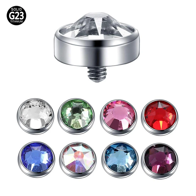 

10Pcs/Colour Fashion G23 Micro Dermal Anchor Piercing Top Crystal Surface Puncture Sexy Titanium Piercing Body Jewelry