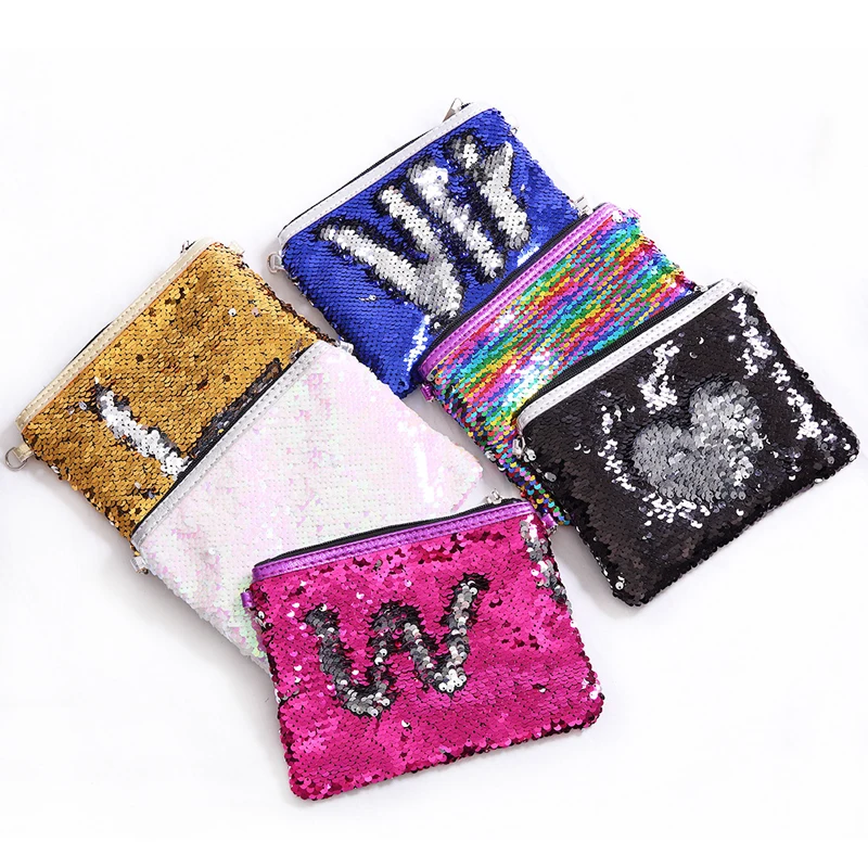 

New Ladies Shoulder Bags Cute change Pouch Small Zipper Coin Bag Fashion Mermaid Sequin Coin Purse