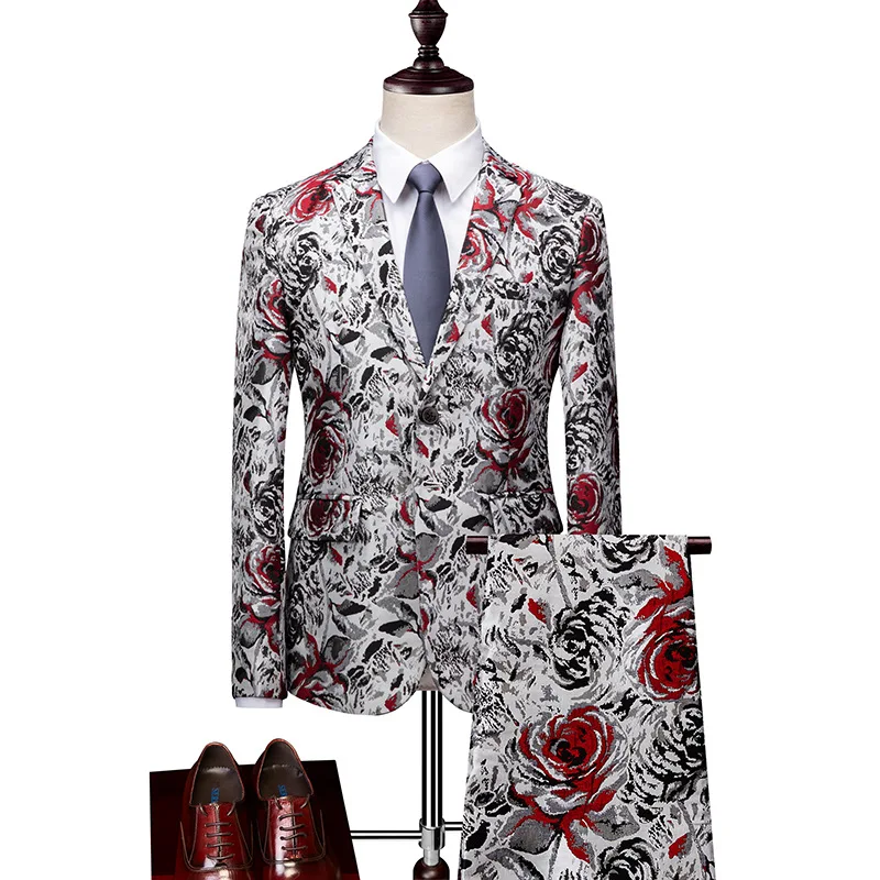 

wholesale custom man model printing clothes blazer 2 pieces suits formal set for Mens Suit Blazer