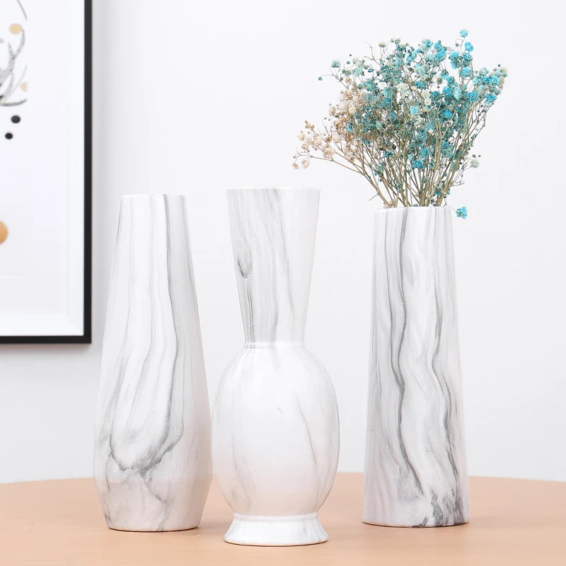 

New marble style ceramic porcelain flower vases for home decor pottery vase, White