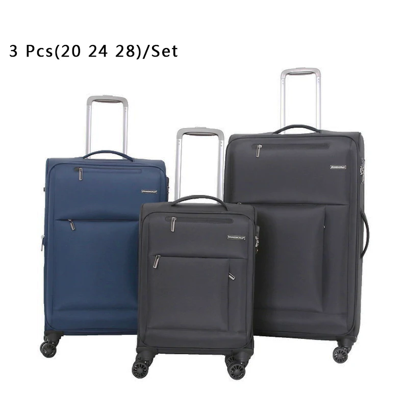 

20'' 24'' 28'' 3 Pcs luxury suitcase Unique Suitcase Expandable Tsa Lock Pinner Softshell Trolley Nylon Carry-on Luggage Sets, Blue black