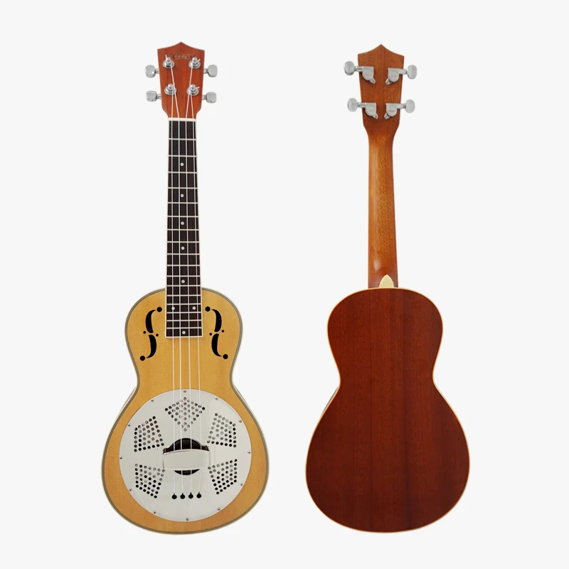 

Aiersi brand China made 26 Inch Tenor F Holes Spruce Top Resonator Ukulele travel guitar with case