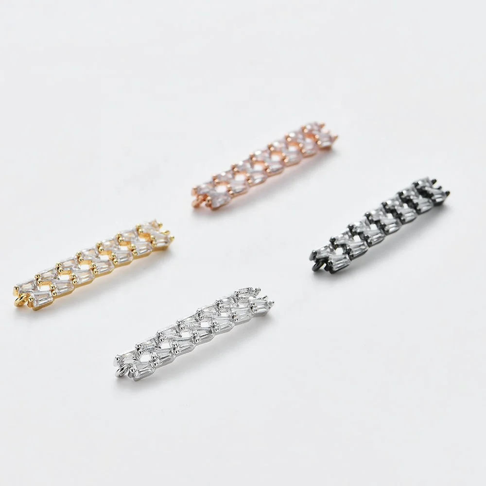 

Wholesale CZ Tube Bar Micro Pave Diamond Charm 18k Gold Connector Jewelry for Bracelet Making, Multi color