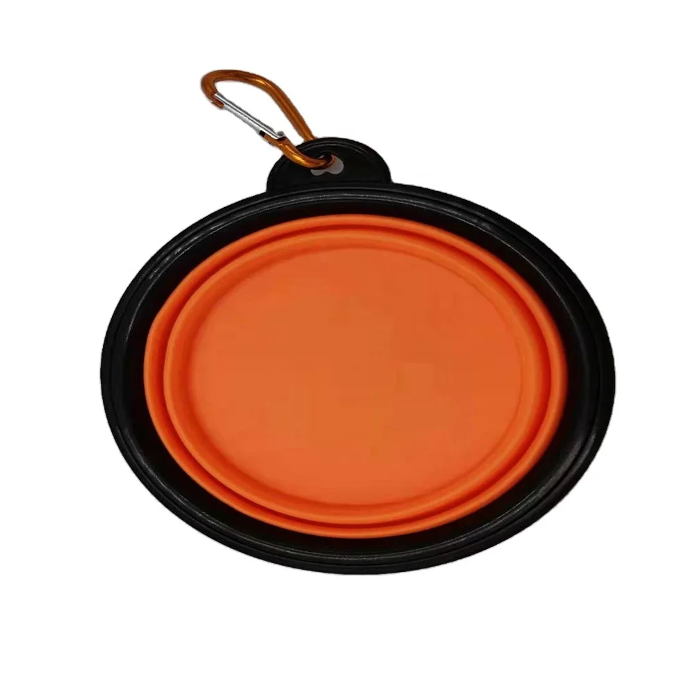 

2021 Hot Sale Diverse styles Stocked Silicone Pet Foldable Food Feeding Bowl For Animals, Orange and purple