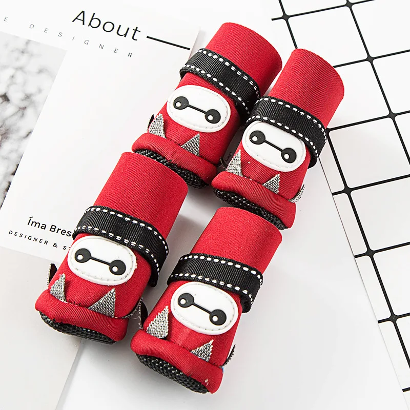 

2021 New A Set 4 Pairs Small Dog Foot Covers Waterproof Soft Bottom Anti-drop Pet Shoes Teddy Shoes, Picture shows