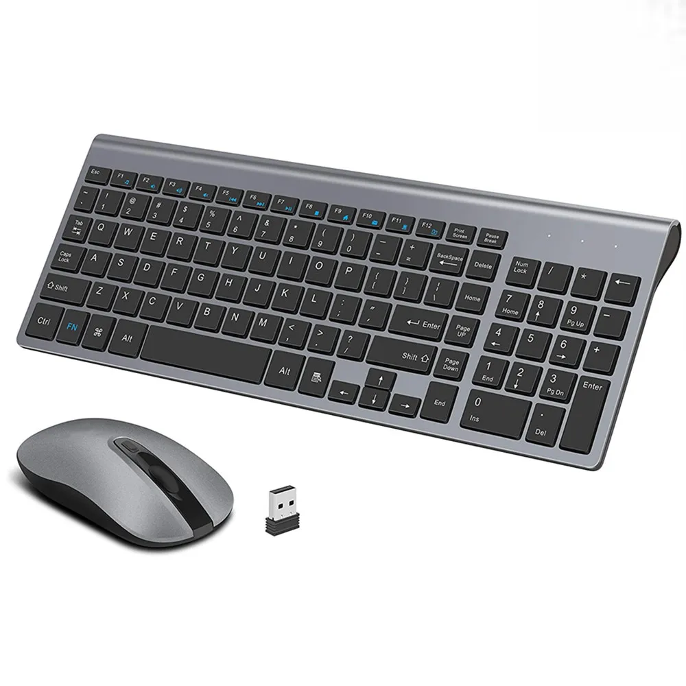 

wholeslaes Wireless Keyboard and Mouse Combo Compact Quiet Full Size Ultra-Thin Sleek Design Wireless Keyboard and Mouse Set 2.4