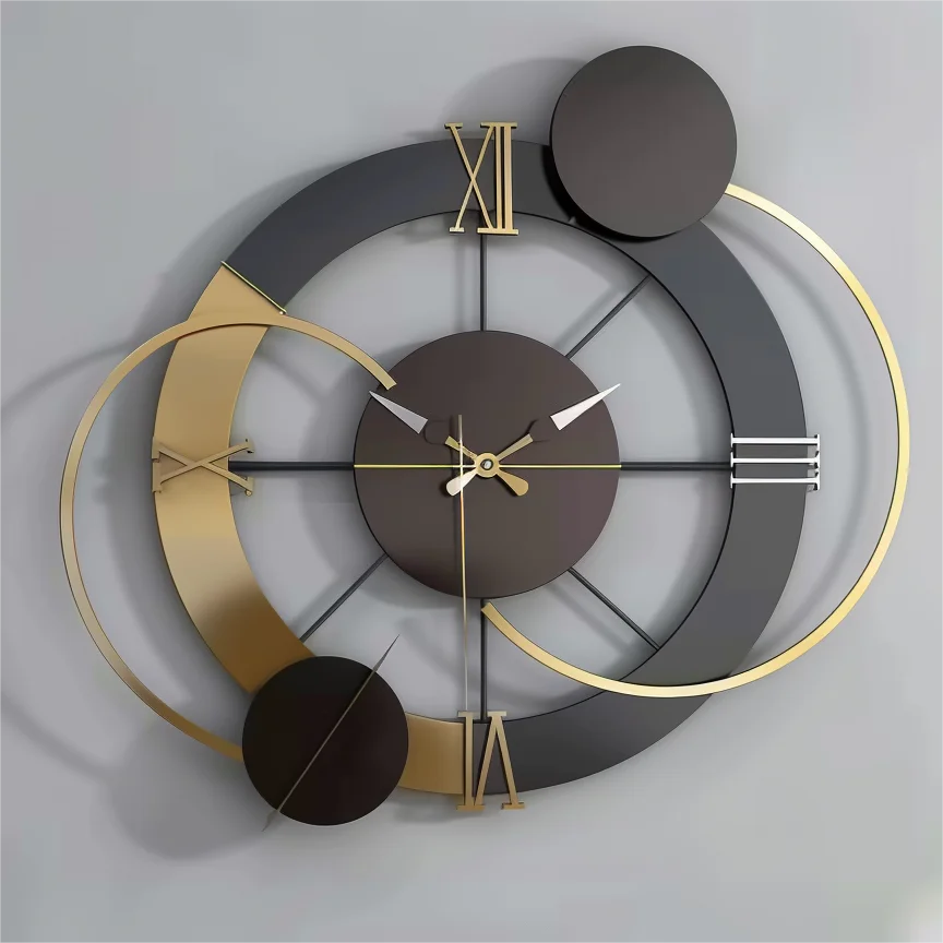 65x60CM  New Large Metal Frame Wall Clock Minimalist Modern Needle Art Black Home Decor Watch Manufacturer Dropshipping DDP WEEE