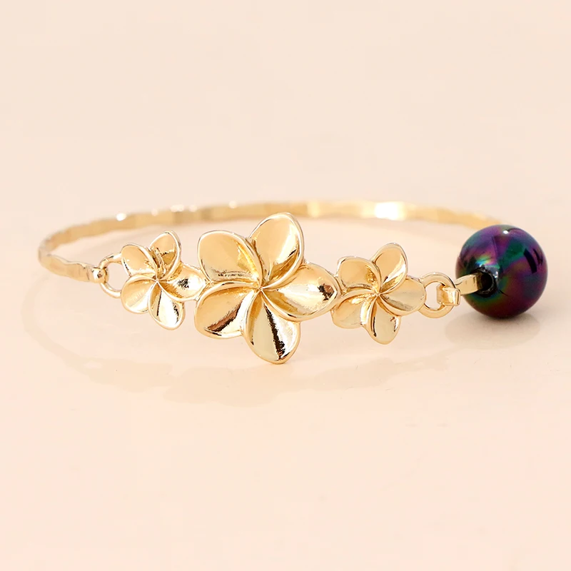 

Hawaiian Bangles Bracelets Polynesian Style Hawaiian Jewelry Pearl Flower Bangles Jewelry Gold Plated Filled Bracelets Wholesale