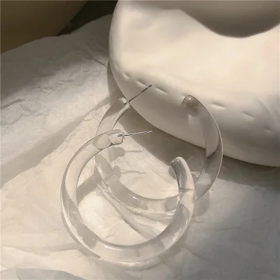 

Hip Hop Jewelry Acrylic Big Circle Hoop Earrings Punk Exaggerated Transparent Round C Shaped Acetate Acrylic Earrings For Girls