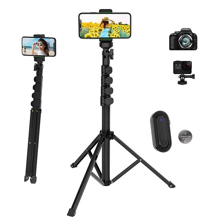 

55 inch Aluminum Alloy Lightweight Tripod with Phone Holder Wireless remote shutter Portable Stand For iPhone Camera Phone Stand