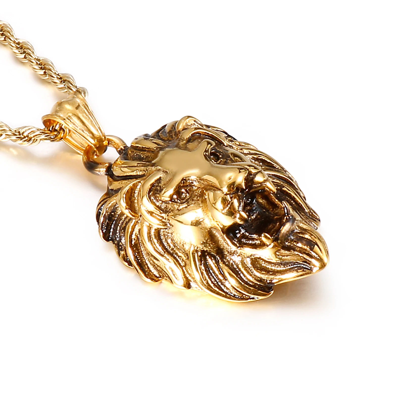 

KALEN Domineering Stainless Steel Lion Head Charm Male Pendants