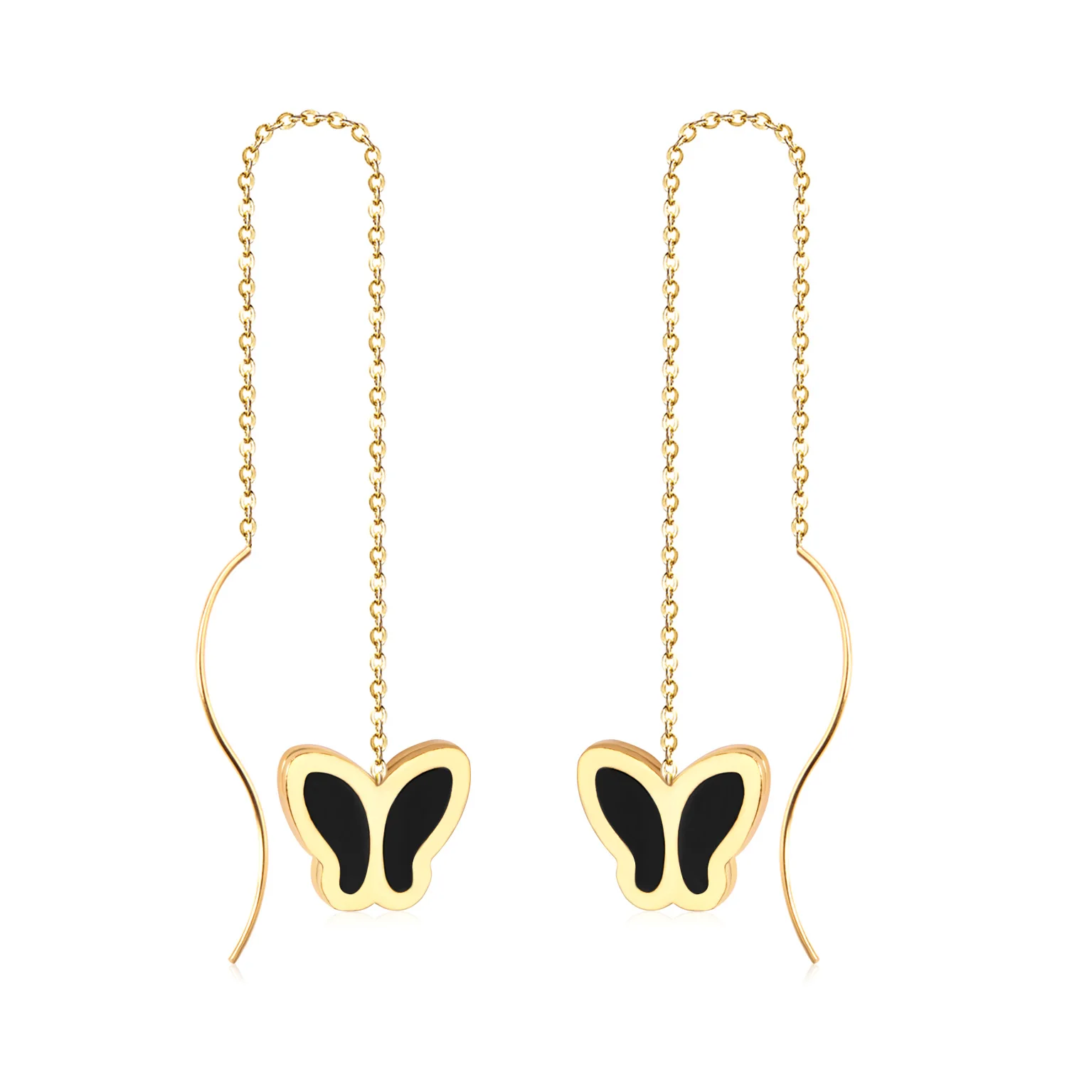 Top Sale Stainless Steel Earrings 18k Gold Plated Butterfly Shape Drop Earrings