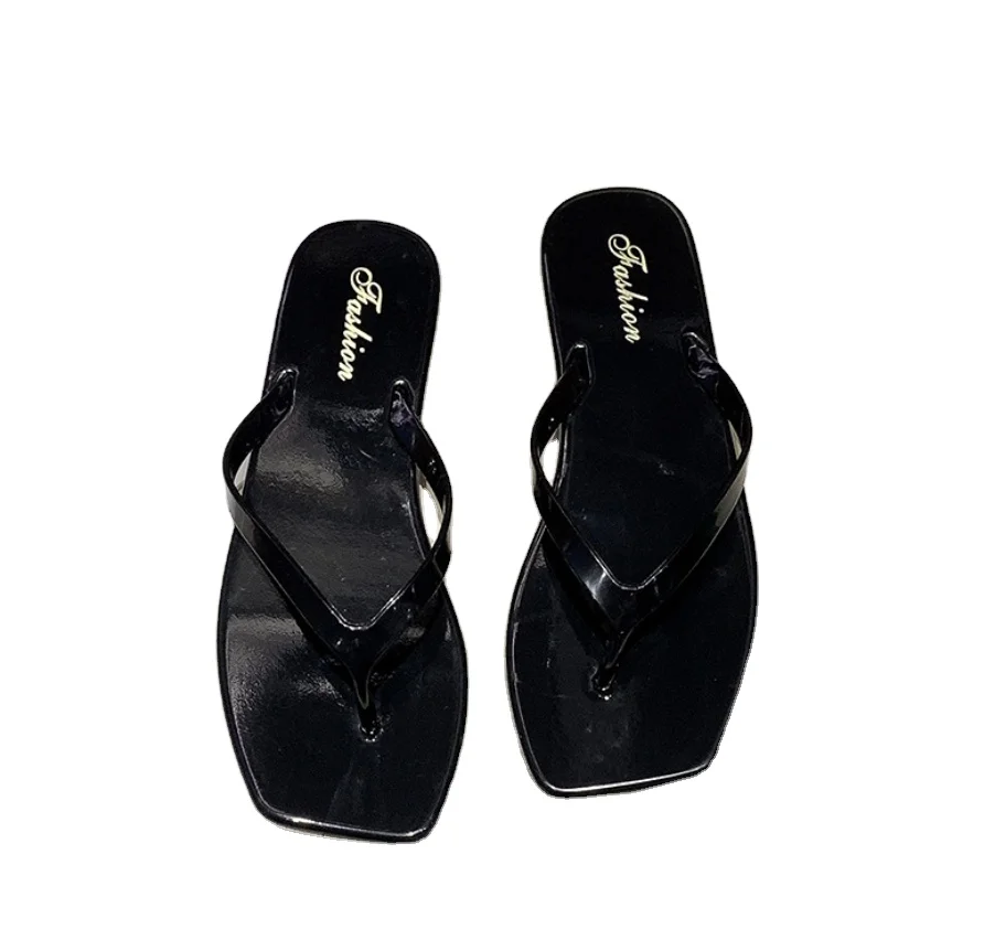 

New flip flops women's flat bottom casual slipper pure color casual cool trawl red ins beach shoes women's shoes