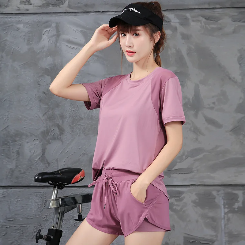 

Summer Short Sleeve Tops With Pants Workout Clothing XL 2 Piece yoga set