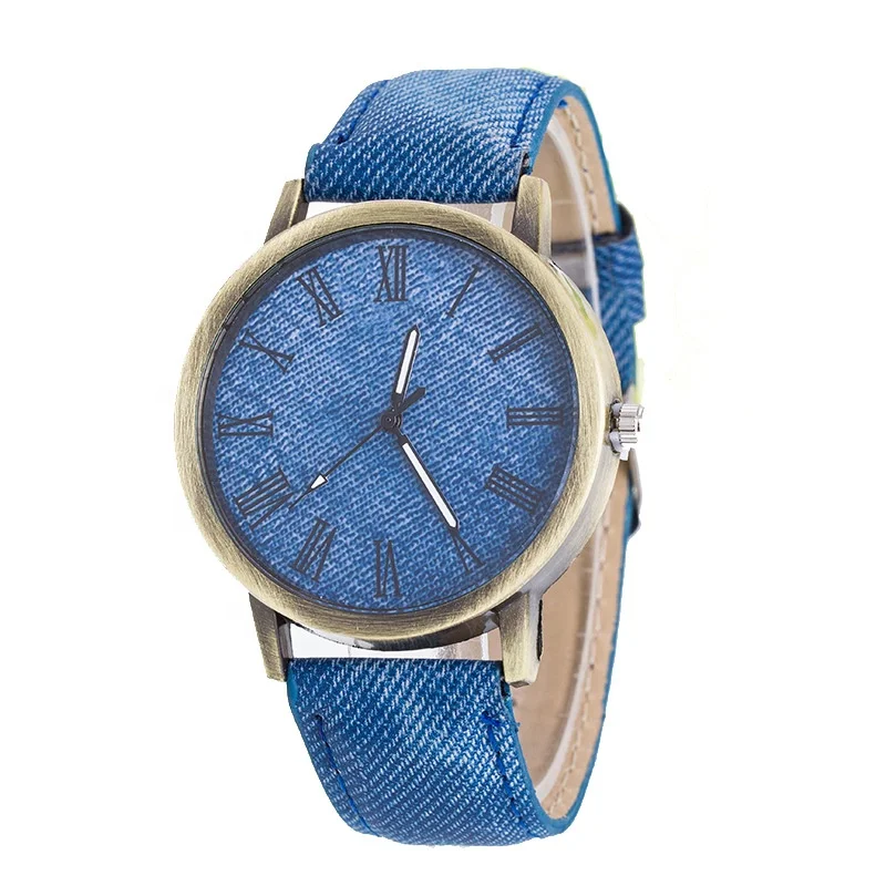 

Luxury Denim Roman Digital Watches Quartz Watches Retro Pointer For Men And Women Wristwatch, As shown