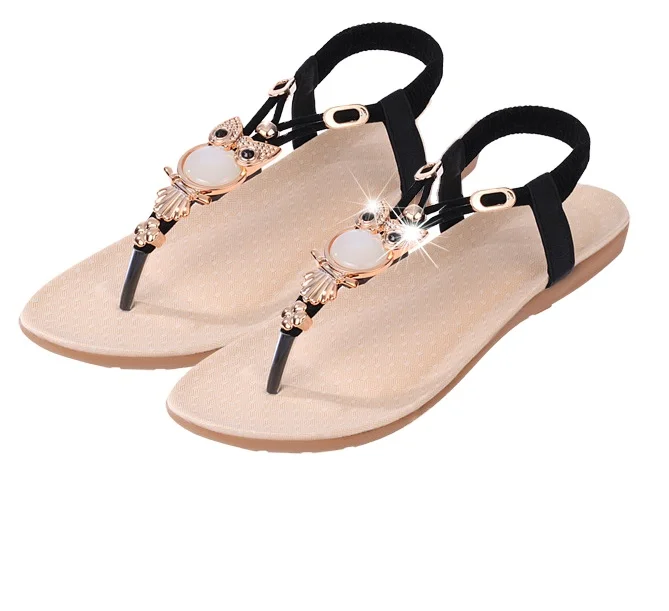 

Women Bohemia Beaded Flat Casual Shoes Girls Sandals Thongs Slippers Flip Flops