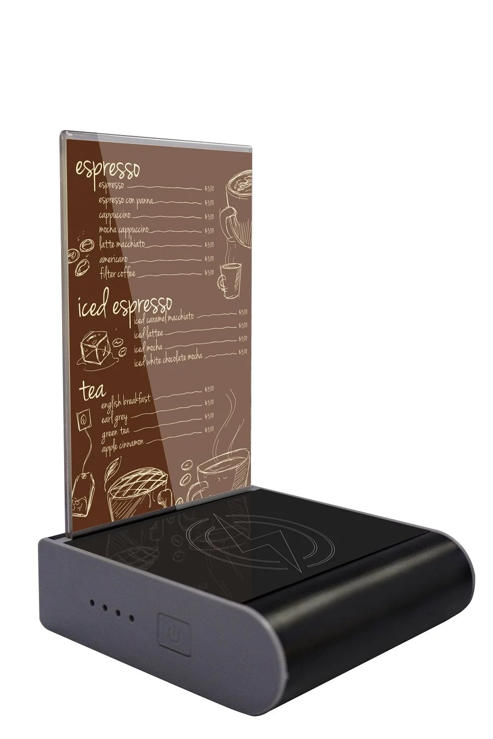 Custom Size Restaurant Power Bank Table Holder Menu Power Bank Station